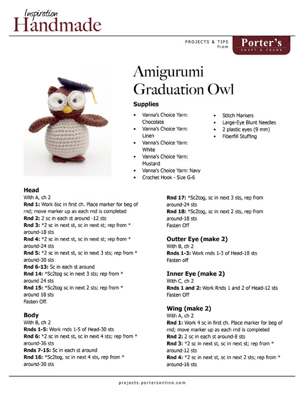 Text Amigurumi Graduation Owl